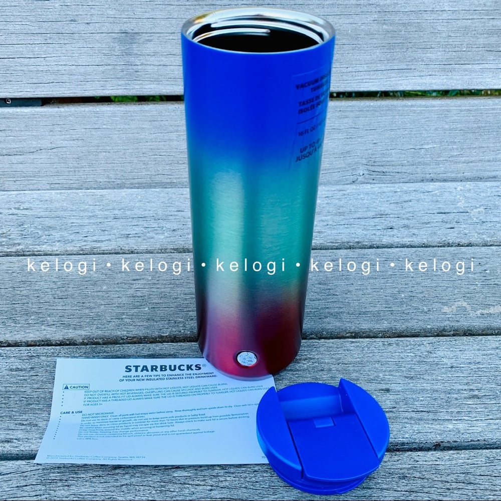 💙LAST🧡Starbucks Blue Aqua Copper Ombre Tumbler - Picture 7 of 8